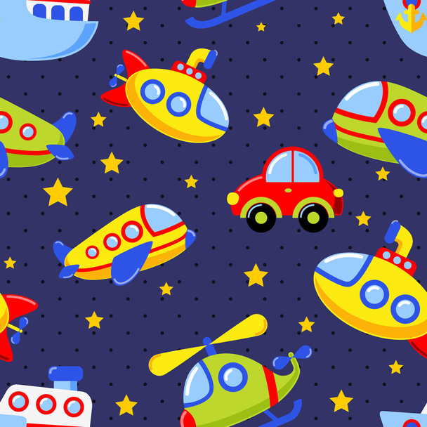 Childish seamless pattern with transport - Vector, Image