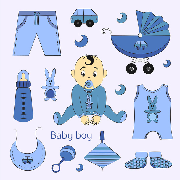Baby jongen ontwerp pictogrammen - Vector, afbeelding