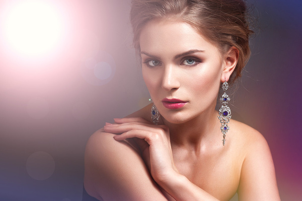 Beautiful woman with evening make-up. Jewelry and Beauty. Fashion photo - Photo, Image