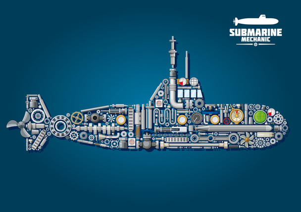 Submarino de peças e armas
 - Vetor, Imagem