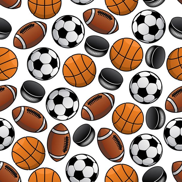 Sports balls and pucks seamless pattern - Vector, Image