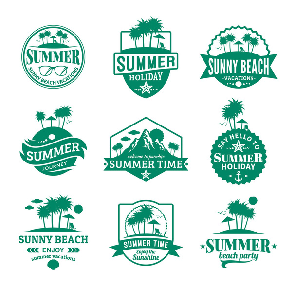 Conjunto de emblemas vectoriales de verano y elementos de diseño
 - Vector, imagen