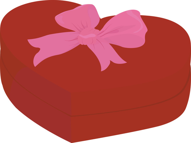 Red heart shape box with cap isolated on white background pink bow - Vettoriali, immagini