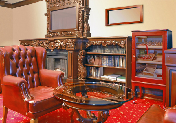 Red cabinet interior - Фото, изображение