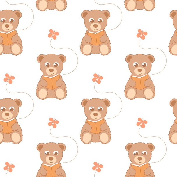 cartoon teddy bear seamless background - Vector, Image