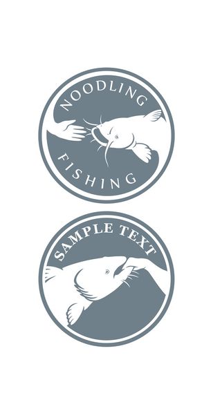 noodling fishing icons set - Vector, Image