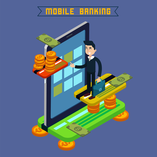 Mobil Bankacılık. Biyometrik Kavram. Online Ödeme. Mobil Ödeme. Para İşlemi. Online Bankacılık. Depozito. Finans Yatırım. İnternet Bankacılığı. Vektör çizimi - Vektör, Görsel