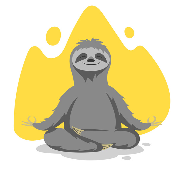 Векторна ілюстрація щасливого симпатичного лінивця, що практикує вправи з йоги
 - Вектор, зображення