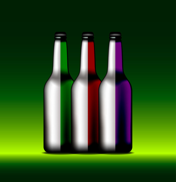 zestaw kolorowych szklanych puste butelki piwa dla nowego projektu - Wektor, obraz