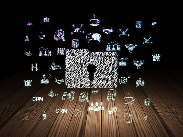 Finance concept: Folder With Keyhole in grunge dark room - Фото, изображение