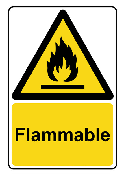 Flammable substances yellow warning sign - Photo, Image