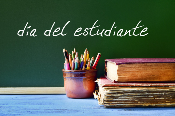 テキスト dia del estudiante、スペイン語の学生日 - 写真・画像
