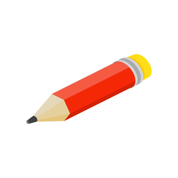 Isometric flat pencil on white background. Vector illustration. - Vetor, Imagem