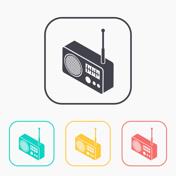 radio isometric 3d color icon set  - ベクター画像