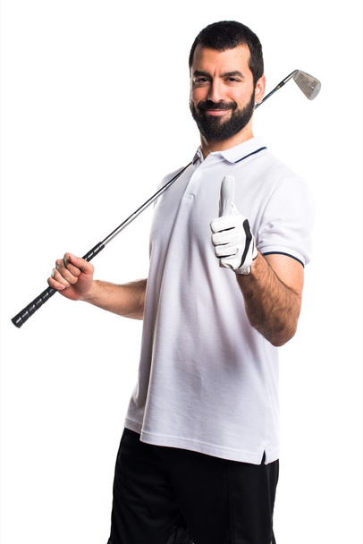 Golfista com polegar para cima
 - Foto, Imagem