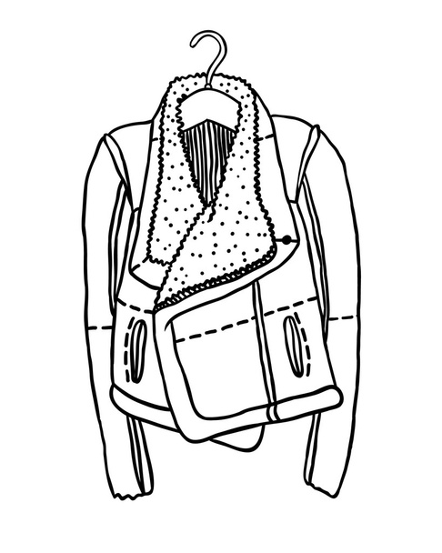 Hand drawn illustration. Creative black contour art work. Ink fashion drawing. Vector leather jacket - Foto, immagini