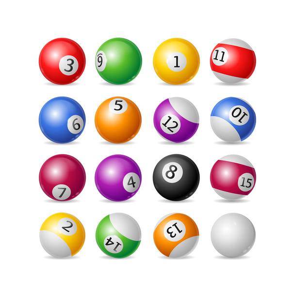 Colorful Billiard Balls Set. Vector - Διάνυσμα, εικόνα