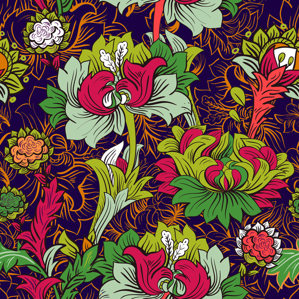 Kleurrijke bloemen naadloos patroon - Vector, afbeelding
