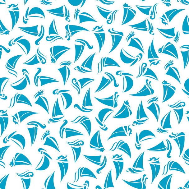 Kék Vitorláshajók, varratmentes mintázat - Vektor, kép