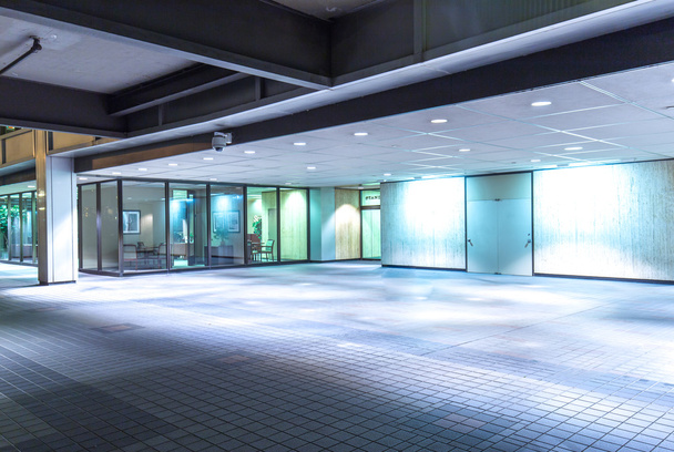 chodník před moderní kancelářské budovy v noci - Fotografie, Obrázek