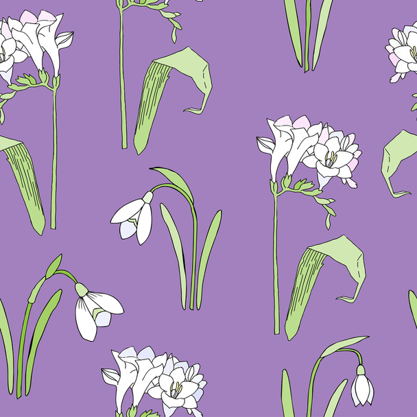 Seamless pattern with snowdrops - Vecteur, image