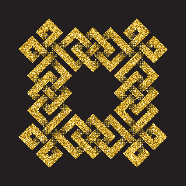 Altın ışıltılı sembolü kare labirent formu - Vektör, Görsel