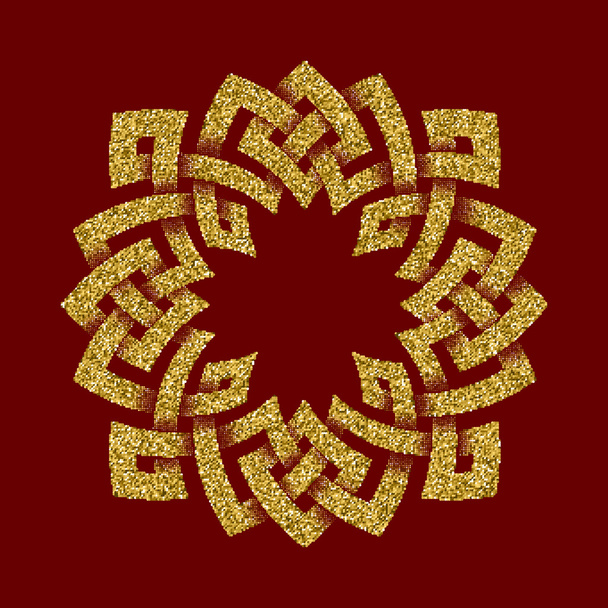 Zlaté třpytivé symbol v podobě osmiúhelníku bludiště - Vektor, obrázek