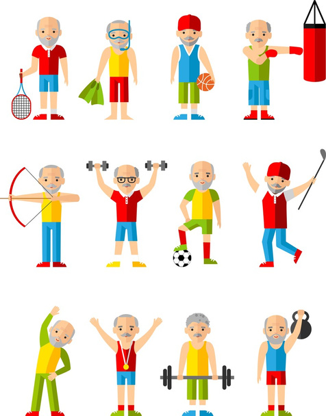 Векторні ілюстрації спорт здорове дозвілля старий афроамериканський чоловік
. - Вектор, зображення
