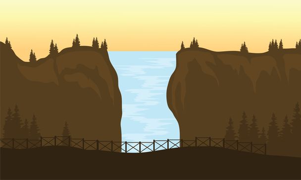 Вид на большой водопад
 - Вектор,изображение