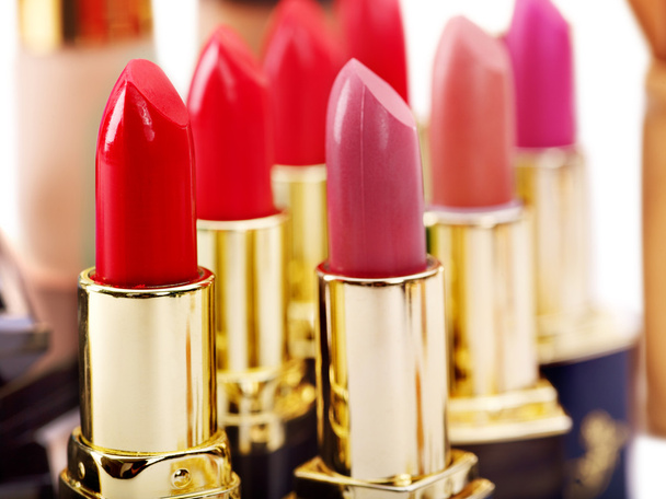 Lipstick group. Decorative cosmetics. - 写真・画像