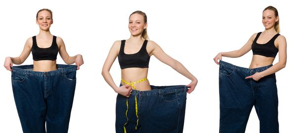Composite photo of woman in dieting concept - Φωτογραφία, εικόνα