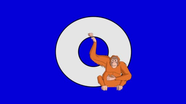 文字の O とオランウータン (フォア グラウンド) - 映像、動画