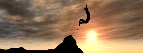 liikemies hyppääminen onnellinen kalliolta
  - Valokuva, kuva