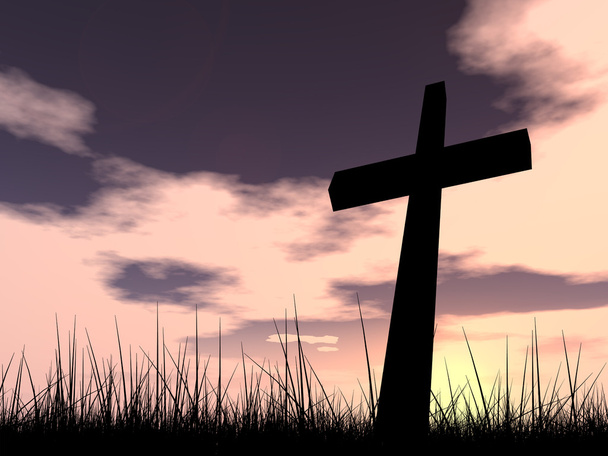 Силуэт религиозного символа в траве
 - Фото, изображение