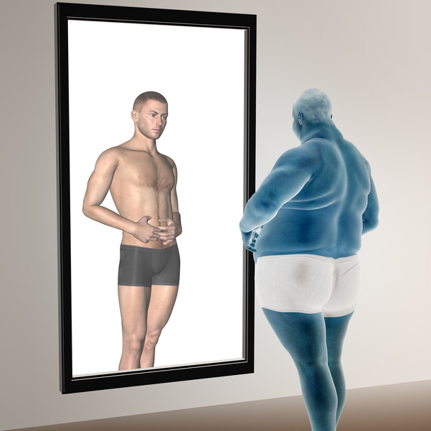 fat overweight vs slim man  - Фото, зображення