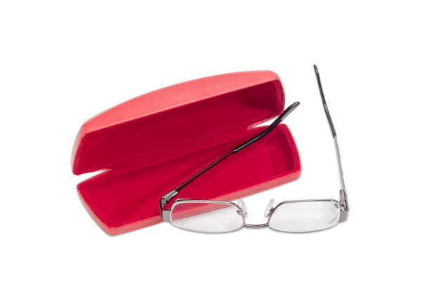 Moderno paio di occhiali da vista e caso occhiali rossi
  - Foto, immagini