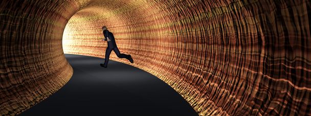 людина в тунелі темної дороги
  - Фото, зображення