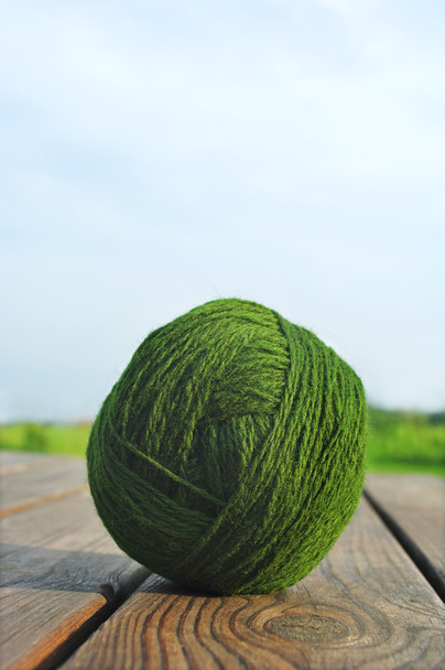 Green wool ball. - Photo, Image