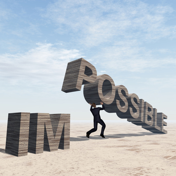 man lifting  impossible text  - Photo, Image