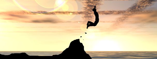 Nuori mies hyppää
  - Valokuva, kuva