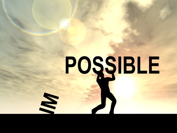 man  lifting an impossible or possible text  - Photo, Image