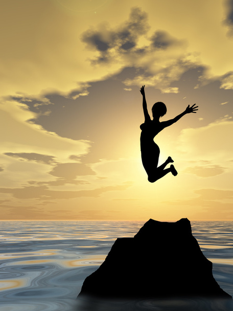 sylwetka kobiety skoki - Zdjęcie, obraz