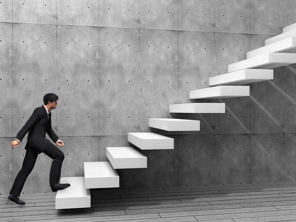 επιχειρηματίας σκαρφαλώνει στη σκάλα - Φωτογραφία, εικόνα