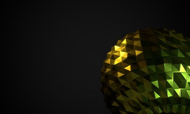Dark background with abstract glossy shape as low poly ball. - Photo, image