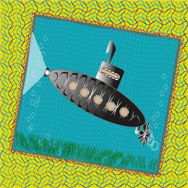 Забавная подводная лодка
 - Вектор,изображение