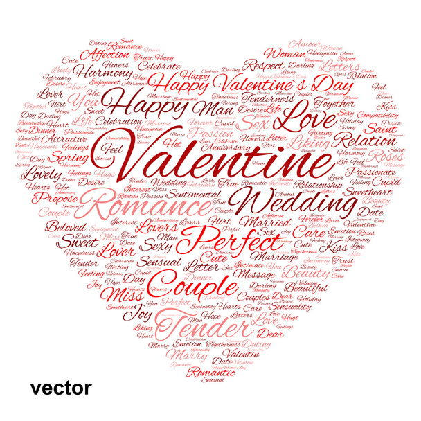 Nube palabra corazón San Valentín
 - Vector, Imagen