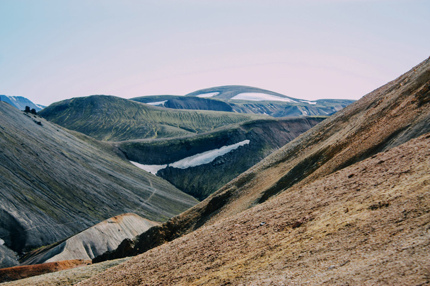 Icelandic landscape. Beautiful mountains and volcanic area with - 写真・画像