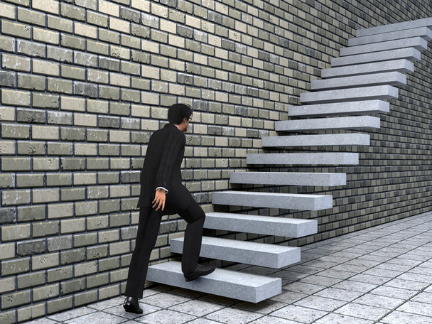 Бізнесмен скелелазіння по сходах
  - Фото, зображення