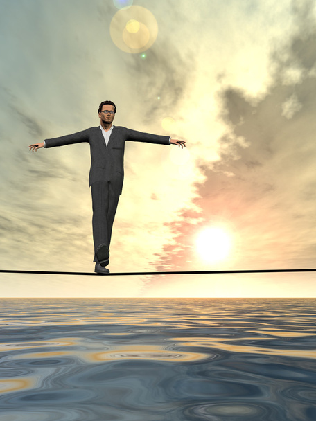 L'homme en crise marche en équilibre
  - Photo, image