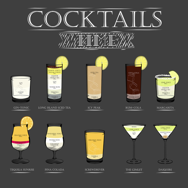 Cocktailmenü Rezepte - Vektor, Bild